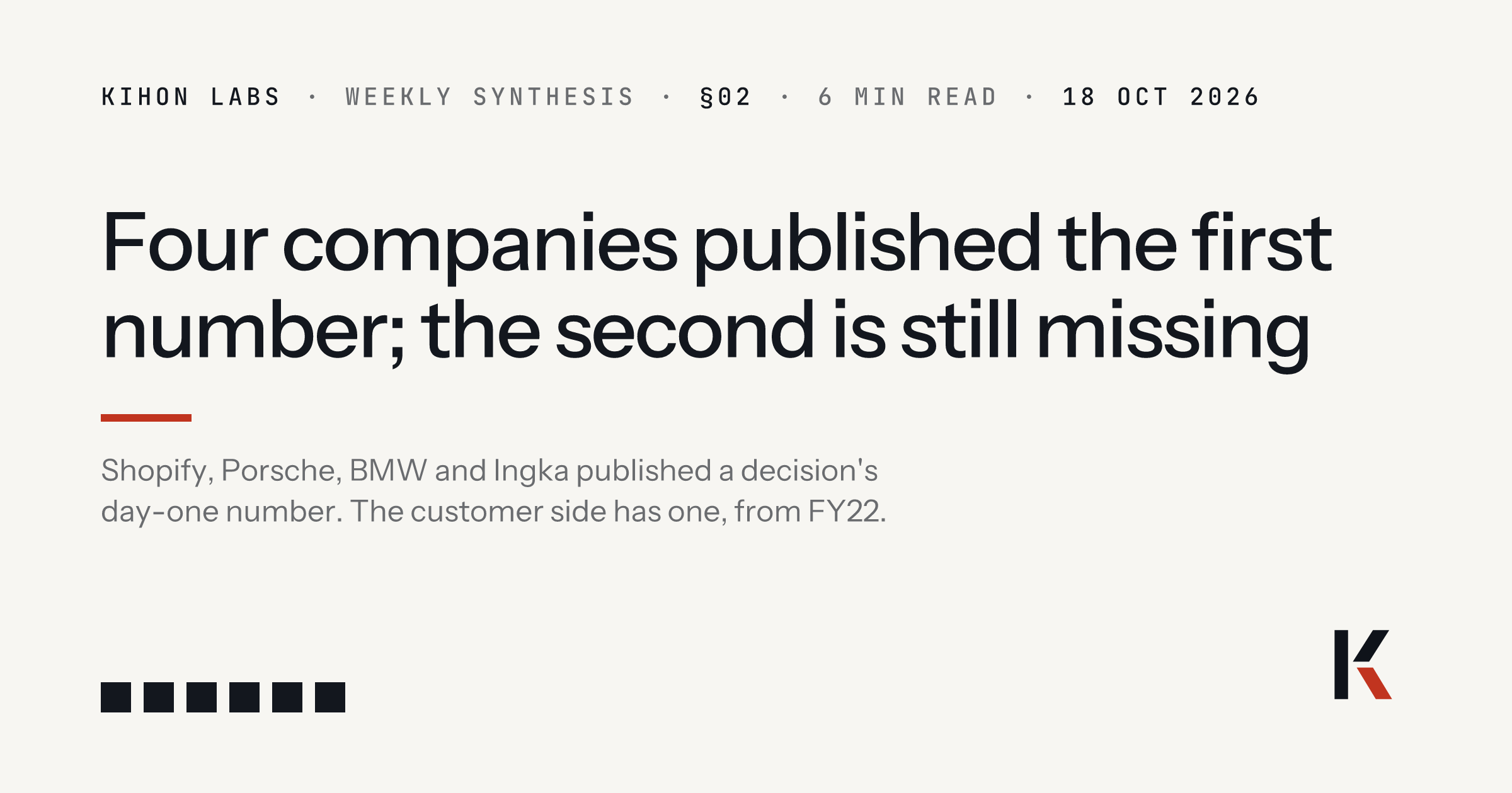 Four companies published the first number; the second is still missing